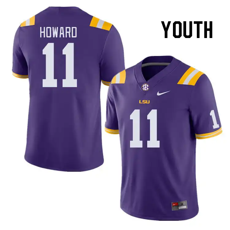 Youth LSU Tigers Jaxon Howard #11 Purple NCAA Football Jersey